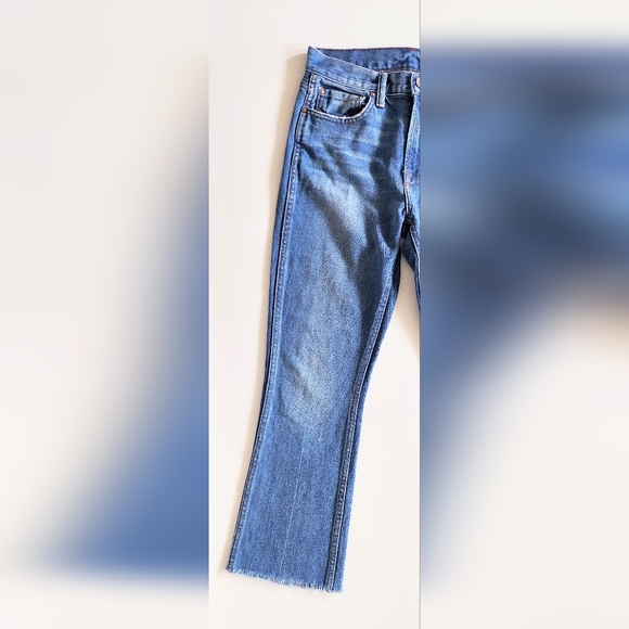 NOEND Denim Womens Size 26 Kick Flare Distressed Hem Jeans Medium Wash - Picture 2 of 9